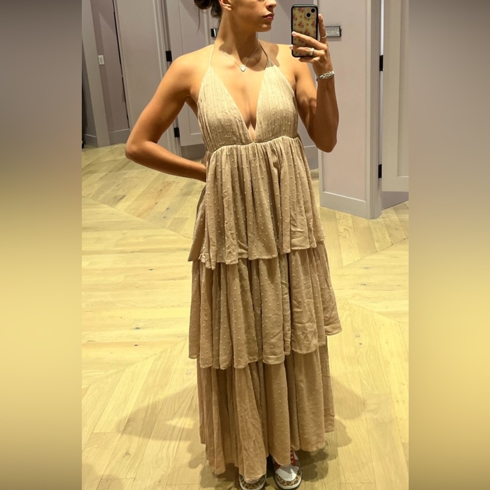 PQ Swim Tan Backless Tiered Dress